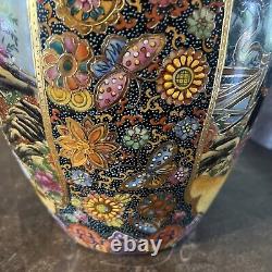 Antique Satsuma vase large 15 tall Japanese Design Floral Museum Quality Large
