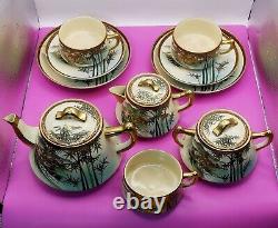 Antique Signed Hand Painted Satsuma Soko 16 Piece Tea Set Japan Taisho Period