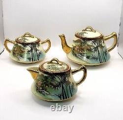 Antique Signed Hand Painted Satsuma Soko 16 Piece Tea Set Japan Taisho Period