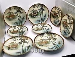 Antique Signed Hand Painted Satsuma Soko 16 Piece Tea Set Japan Taisho Period