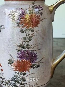 Antique Taisho Japanese Satsuma Koshida Porcelain TEAPOT Chrysanthemum with Gilt