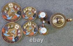 Antique. Vintage. Japanese Moriage/satsuma Eggshell 7 Pieces Tea Set
