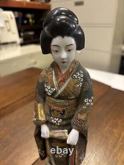 Antique/Vintage Japanese Satsuma Hand Painted Porcelain Geisha Girl Figurine 12