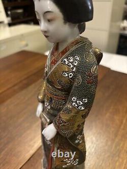 Antique/Vintage Japanese Satsuma Hand Painted Porcelain Geisha Girl Figurine 12