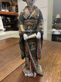 Antique/Vintage Japanese Satsuma Hand Painted Porcelain Geisha Girl Figurine 12