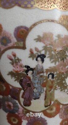 Antique Vintage Japanese Satsuma Pottery 3 Legged Pot Scenic Panels No Lid