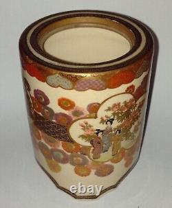 Antique Vintage Japanese Satsuma Pottery 3 Legged Pot Scenic Panels No Lid