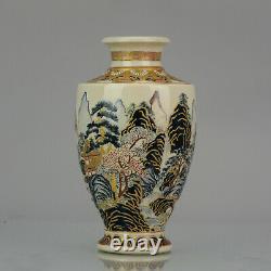Antique ca 1900 Japanese Satsuma Gessan vase Japan Mountains Ruyi Ceramics