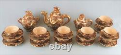 Antique rare Japanese Satsuma tea set for 12 person with provenance