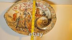 Antique shell-form Japanese Satsuma earthenware platter of abalone Meiji period