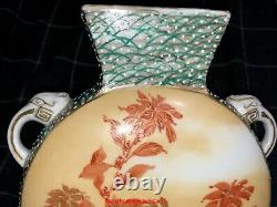 Beautiful Antique Japanese 19thC Meiji Period Satsuma Kutani Moonflask Vase
