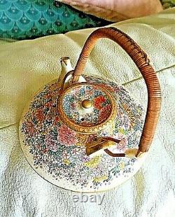 Beautiful Antique Japanese Satsuma Miniature Teapot / floral design- Kinkozan