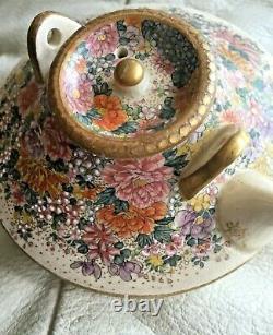 Beautiful Antique Japanese Satsuma Miniature Teapot / floral design- Kinkozan
