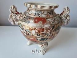 Beautiful Antique Satsuma Incense Burner Vase 5/ 13 cm with Foo Lions 108