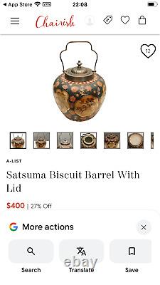 Beautiful Japanese Satsuma Biscuit Barrel / Ginger Jar Early 20th Century