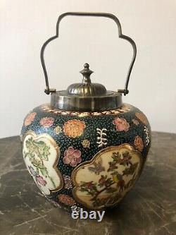 Beautiful Japanese Satsuma Biscuit Barrel / Ginger Jar Early 20th Century