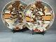 Beautiful PAIR of Antique Satsuma Plates with Warrior Decoration