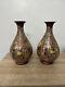 Beautiful Pair Antique Oriental Vase Hand Painted With Geisha Japanese Satsuma