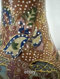 Beautiful Pair Antique Oriental Vase Hand Painted With Geisha Japanese Satsuma