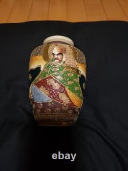 Buddha Pattern Old SATSUMA Vase 5.9 inch Japanese Antique MEIJI Era Fine Art