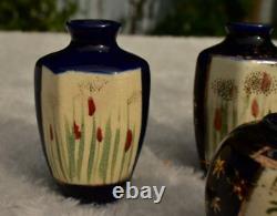 Collection of 10 Vintage Miniature Japanese Satsuma Vases Various Styles
