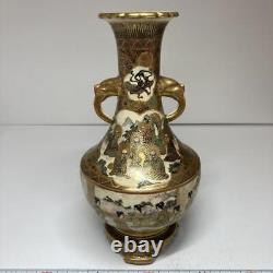 Edo Era Satsuma ware Vase Pot 9.4 inch tall Antique Person pattern Japanese