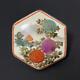 Fine Antique Japanese Satsuma Handpainted Belt Buckle Gilt Silver Backed Signed