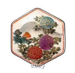 Fine Antique Japanese Satsuma Handpainted Belt Buckle Gilt Silver Backed Signed