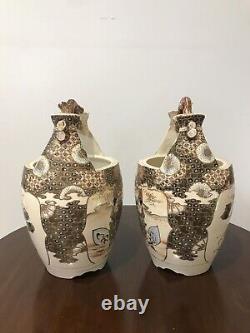 Fine Pair Japanese Antique Satsuma'Emperor Vases