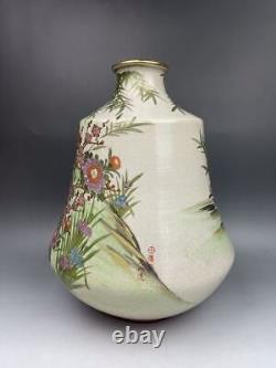 Flower vase jar pot Satsuma porcelain Japanese antique 14.1inch