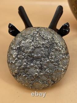 Important Japanese Meiji Satsuma Vase Jar With Silver Lid By Taizan Yohei IX