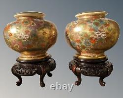 Imposing Pair of Japanese Satsuma Vases on Stands