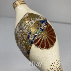 Japan Antique Edo Period Old Satsuma Gold-Painted Gourd Vase Hanaire