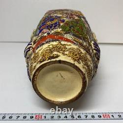 Japanese Antique Meiji Satsuma Porcelain Color painting Picture vase height 31cm