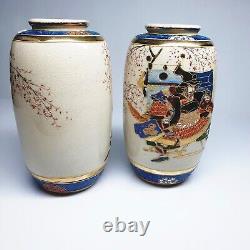 Japanese Blue cobalt moriage satsuma vases