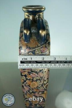 Japanese Double Ear Flask Oriental Large Decorative Moriage Satsuma