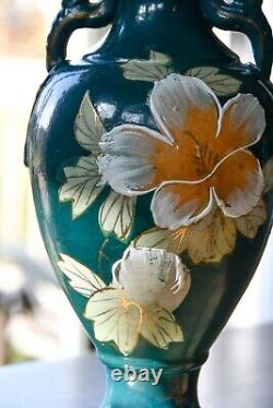 Japanese Large Antique Satsuma Vase, Teal Satsuma Vase, 31cm