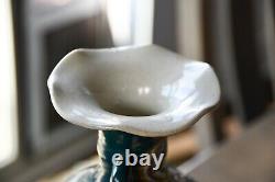 Japanese Large Antique Satsuma Vase, Teal Satsuma Vase, 31cm