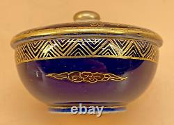 Japanese Meiji Cobalt-Blue Satsuma Jar With Bird & Sakura Decoration, Signed