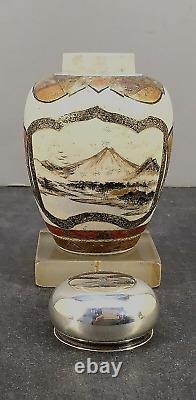 Japanese Meiji Satsuma Jar With silver Lid