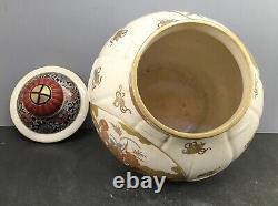 Japanese Meiji Satsuma Jar on 4 legs with various Decorations