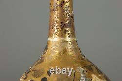 Japanese Meiji Satsuma Long necked Gold vase intricate design