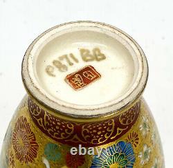 Japanese Mille Fleur Satsuma Hand Painted Porcelain Gilt and Floral Vase