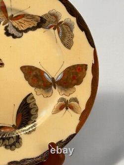 Japanese Satsuma Butterfly Dish c. 1930 VTG Antique