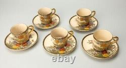 Japanese Satsuma Cups And Saucers Signed Choshuzan