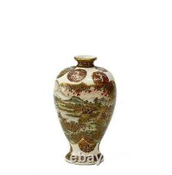 Japanese Satsuma Hand Painted Porcelain Miniature Vase Florals, Meiji Period