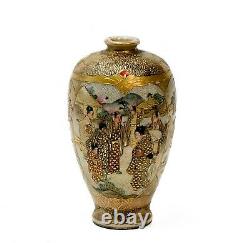 Japanese Satsuma Hand Painted Porcelain Miniature Vase Meiji Period