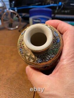 Japanese Satsuma Hand Painted Porcelain Miniature Vase, Meiji Period, signed