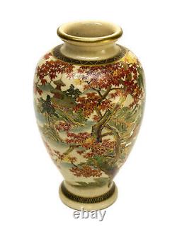 Japanese Satsuma Hand Painted Porcelain Vase, Likely Meiji Period