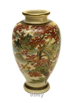 Japanese Satsuma Hand Painted Porcelain Vase, Likely Meiji Period